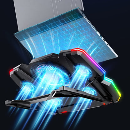 CoolCold Five Fans 2 USB Ports Laptop Cooler Gaming Notebook Cool Stand รุ่น:, Touch Symphony Blue