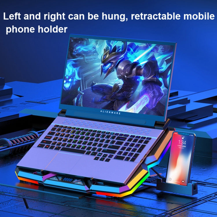 CoolCold Five Fans 2 USB Ports Laptop Cooler Gaming Notebook Cool Stand รุ่น:, Touch Symphony Blue