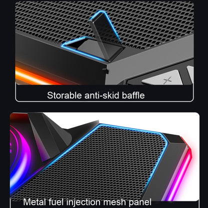 CoolCold Five Fans 2 USB Ports Laptop Cooler Gaming Notebook Cool Stand รุ่น:, Touch Symphony Blue
