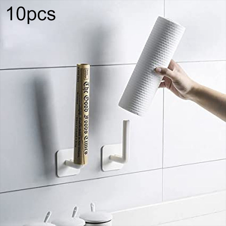 10 PCS No Punching Traceless Sticker L-shaped Hook Wall Hanging Rack, Hanging Rack