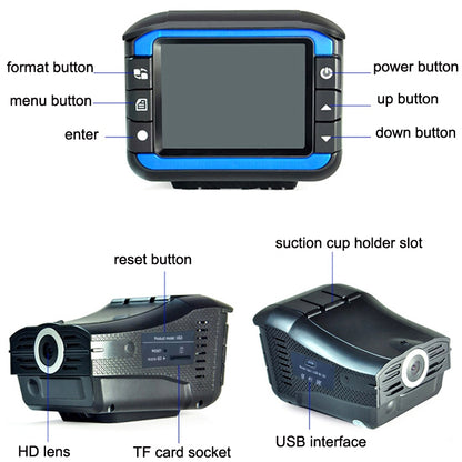 VG3 2 In 1 สุนัขอิเล็กทรอนิกส์เครื่องบันทึกการขับขี่อุปกรณ์เตือนเรดาร์เคลื่อนที่สำหรับยานพาหนะ, VG3