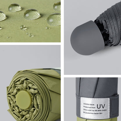 LY-0621 ร่มพับหกกระดูกห้าพับ Simple Black Glue Sunscreen Umbrella, Six-bone Turmeric, Six-bone Midsummer Pink, Six-bone Haze Blue, Six-bone Matcha Green, Six-bone Navy, Six-bone Ink Green