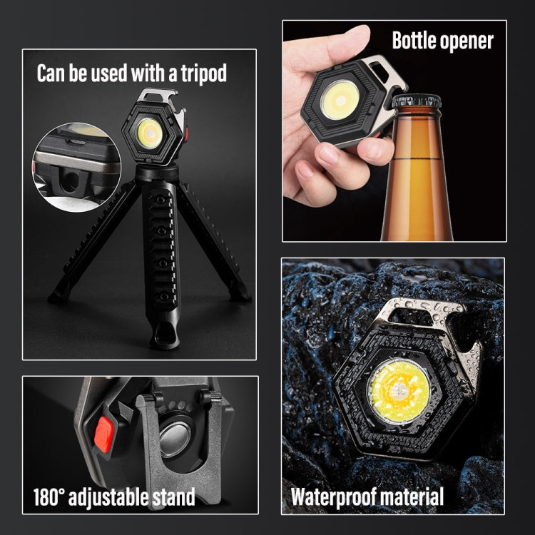 E-SMARTER W5131 ไฟฉายพกพา Mini Keychain Strong Light, Specification:, Black, Tarnish, Black+Tripod, Tarnish+Tripod