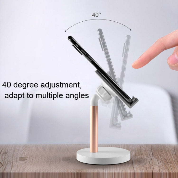 MT-100 ที่วางแท็บเล็ตโทรศัพท์มือถือแบบเสากลมด้านล่างปรับได้หลายมุม, สีดำ, Rose Gold, สีเงิน, Champagne, Black, Silver
