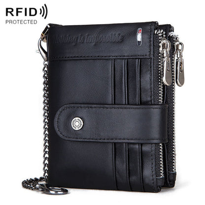 HUMERPAUL BP896 RFID Anti-Theft Brush Dual Zipper Leather Wallet Multi-Card Men Purse, BP896 Black, BP896 Dark Brown, BP896 Brown
