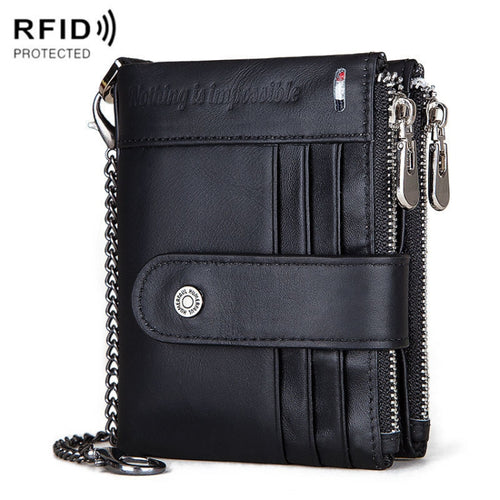 HUMERPAUL BP896 RFID Anti-Theft Brush Dual Zipper Leather Wallet Multi-Card Men Purse, BP896 Black, BP896 Dark Brown, BP896 Brown