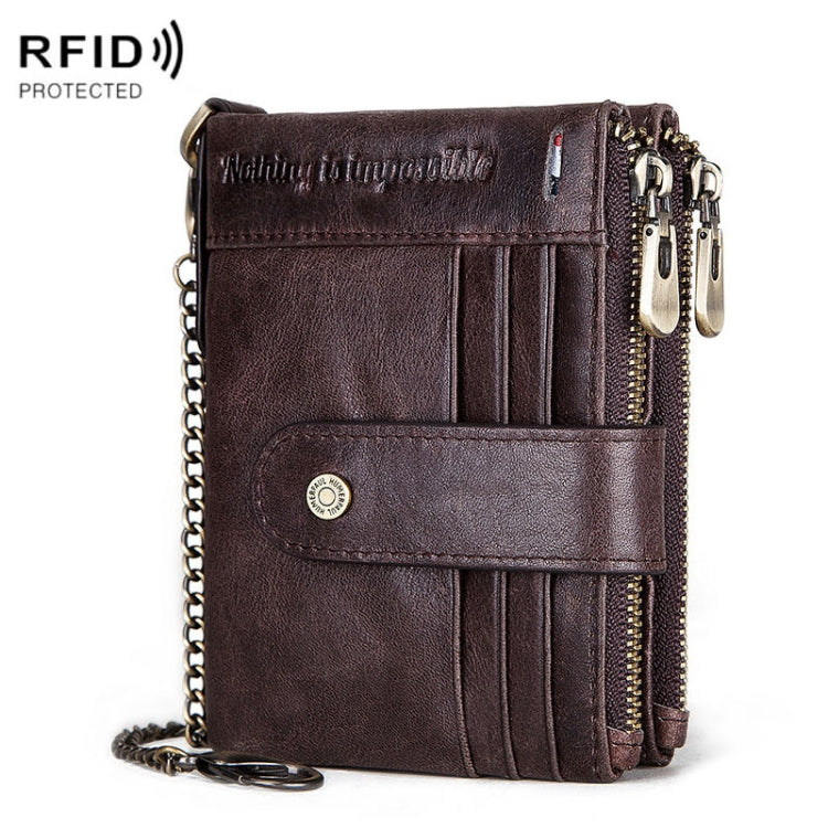 HUMERPAUL BP896 RFID Anti-Theft Brush Dual Zipper Leather Wallet Multi-Card Men Purse, BP896 Black, BP896 Dark Brown, BP896 Brown