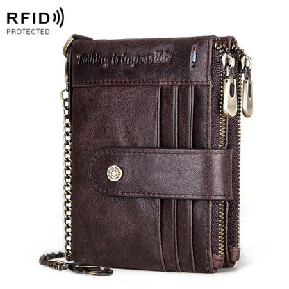 HUMERPAUL BP896 RFID Anti-Theft Brush Dual Zipper Leather Wallet Multi-Card Men Purse, BP896 Black, BP896 Dark Brown, BP896 Brown