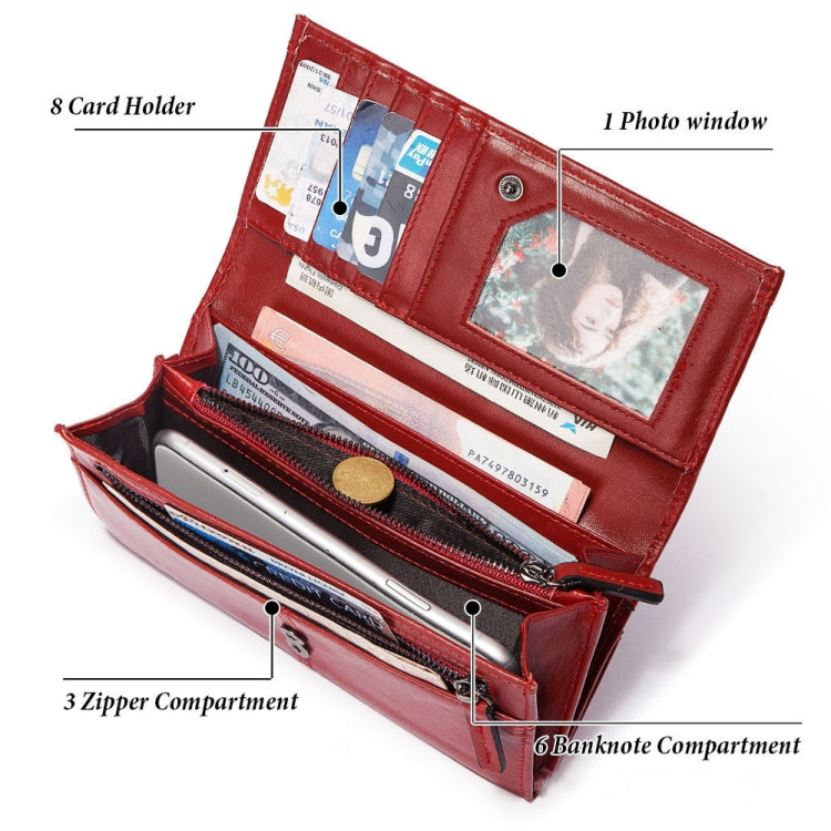 BP806 RFID Anti-Theft Brush Lady Wallet Multi-Card Clutch Bag, BP806 Red, BP806 Green, BP806 Black