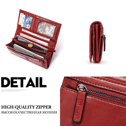 BP806 RFID Anti-Theft Brush Lady Wallet Multi-Card Clutch Bag, BP806 Red, BP806 Green, BP806 Black