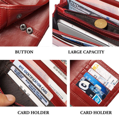 BP806 RFID Anti-Theft Brush Lady Wallet Multi-Card Clutch Bag, BP806 Red, BP806 Green, BP806 Black
