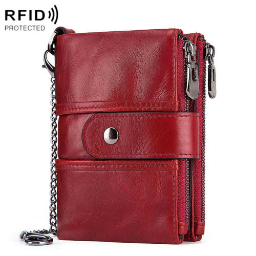 BP804 RFID Anti-Theft Wallet Multi-Function Buckle Zipper Retro Leisure Coin Purse, BP804 Red, BP804 Khaki, BP804 Blue, BP804 Black, BP804 Brown