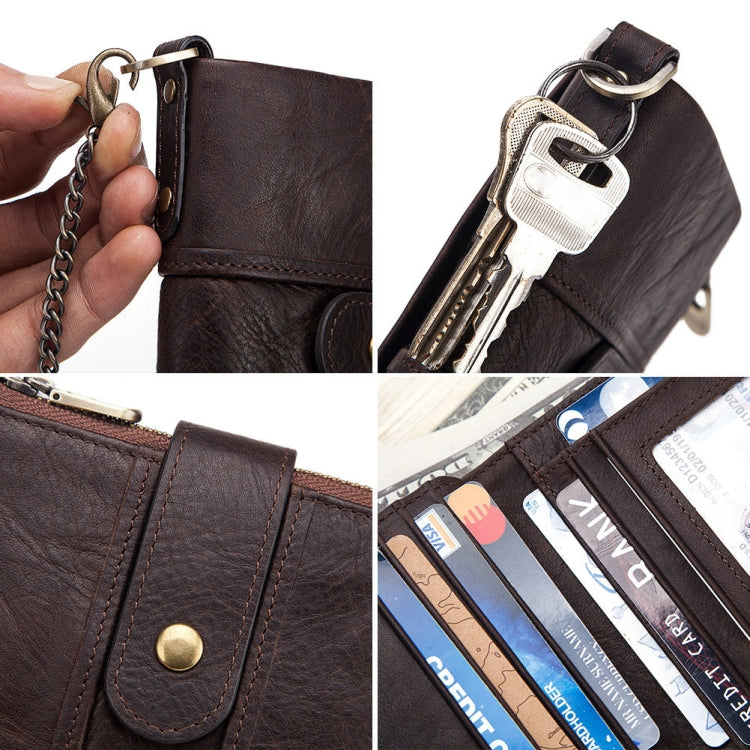 BP804 RFID Anti-Theft Wallet Multi-Function Buckle Zipper Retro Leisure Coin Purse, BP804 Red, BP804 Khaki, BP804 Blue, BP804 Black, BP804 Brown