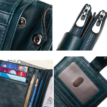 BP804 RFID Anti-Theft Wallet Multi-Function Buckle Zipper Retro Leisure Coin Purse, BP804 Red, BP804 Khaki, BP804 Blue, BP804 Black, BP804 Brown