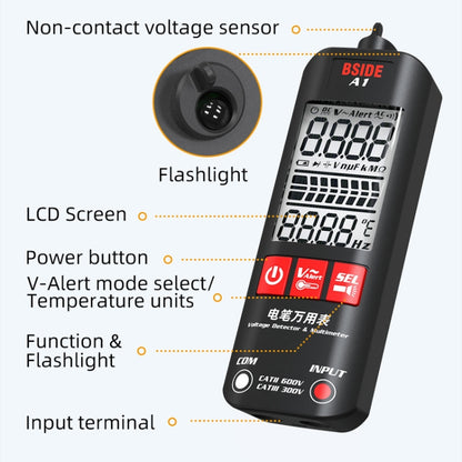 BSIDE A1 Dual Mode Smart Handheld High Precision Detection Electrician Voltage Multimeter ไม่รวมแบตเตอรี่, A1