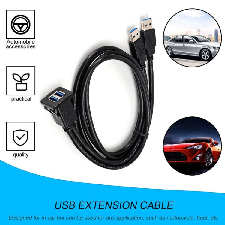 RF-56 Dual-port USB3.0 Waterproof Cable Car Dashboard Audio Extension Line, ความยาวสาย: 1 ม, Dashboard Audio Extension Line