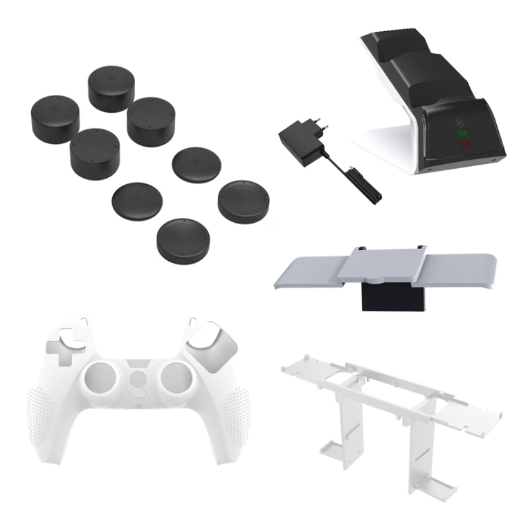 JYS JYS-P5151 สำหรับ PS5 12 In 1 Handle Charger + Rocker Cap + Privacy Cover + Silicone Cover + Bracket Set, JYS-P5151