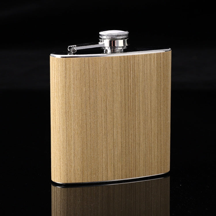 6oz Wood Leather Hip Flask Stainless Steel Whiskey ไวน์แอลกอฮอล์ขวดเหล้า, Style 1, Style 2, Style 3, Style 4, Style 5