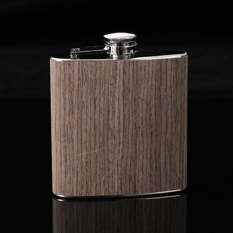 6oz Wood Leather Hip Flask Stainless Steel Whiskey ไวน์แอลกอฮอล์ขวดเหล้า, Style 1, Style 2, Style 3, Style 4, Style 5