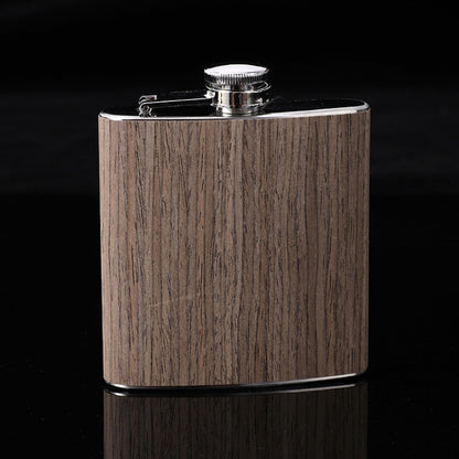 6oz Wood Leather Hip Flask Stainless Steel Whiskey ไวน์แอลกอฮอล์ขวดเหล้า, Style 1, Style 2, Style 3, Style 4, Style 5
