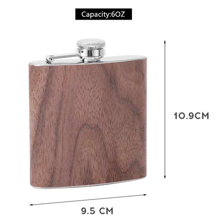 6oz Wood Leather Hip Flask Stainless Steel Whiskey ไวน์แอลกอฮอล์ขวดเหล้า, Style 1, Style 2, Style 3, Style 4, Style 5