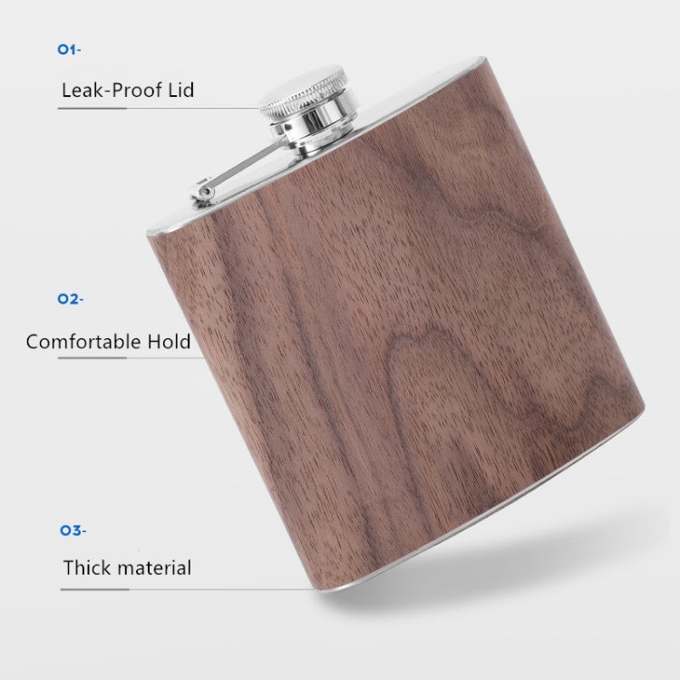 6oz Wood Leather Hip Flask Stainless Steel Whiskey ไวน์แอลกอฮอล์ขวดเหล้า, Style 1, Style 2, Style 3, Style 4, Style 5