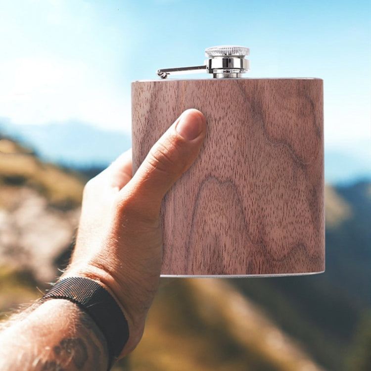 6oz Wood Leather Hip Flask Stainless Steel Whiskey ไวน์แอลกอฮอล์ขวดเหล้า, Style 1, Style 2, Style 3, Style 4, Style 5