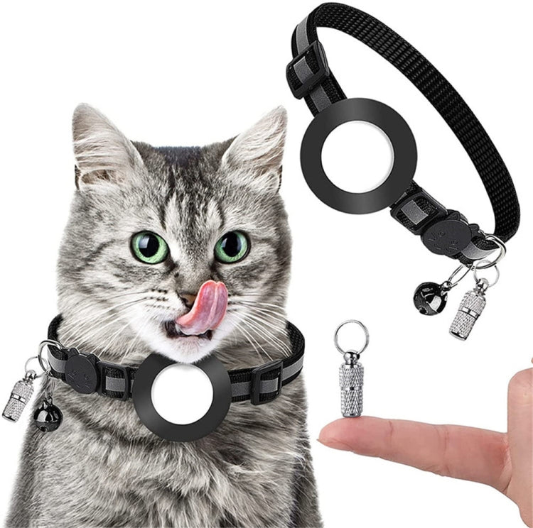 Pet Anti Lost Address Pendant Collar พร้อมกระดิ่งสำหรับ Airtag, สีเขียว, สีม่วง, สีดำ, สีชมพู, สีส้ม, สีน้ำเงิน