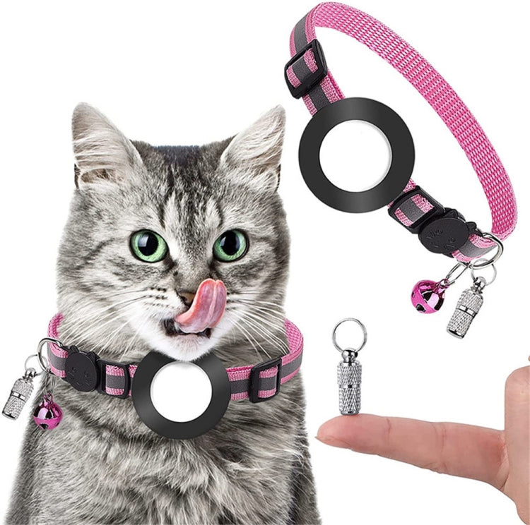 Pet Anti Lost Address Pendant Collar พร้อมกระดิ่งสำหรับ Airtag, สีเขียว, สีม่วง, สีดำ, สีชมพู, สีส้ม, สีน้ำเงิน