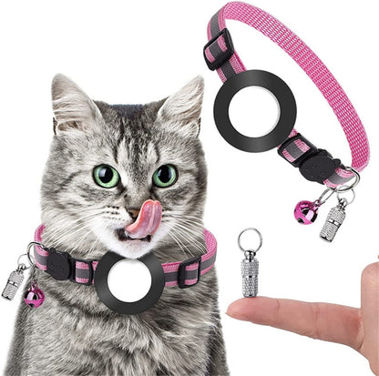 Pet Anti Lost Address Pendant Collar พร้อมกระดิ่งสำหรับ Airtag, สีเขียว, สีม่วง, สีดำ, สีชมพู, สีส้ม, สีน้ำเงิน