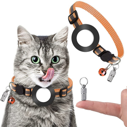 Pet Anti Lost Address Pendant Collar พร้อมกระดิ่งสำหรับ Airtag, สีเขียว, สีม่วง, สีดำ, สีชมพู, สีส้ม, สีน้ำเงิน
