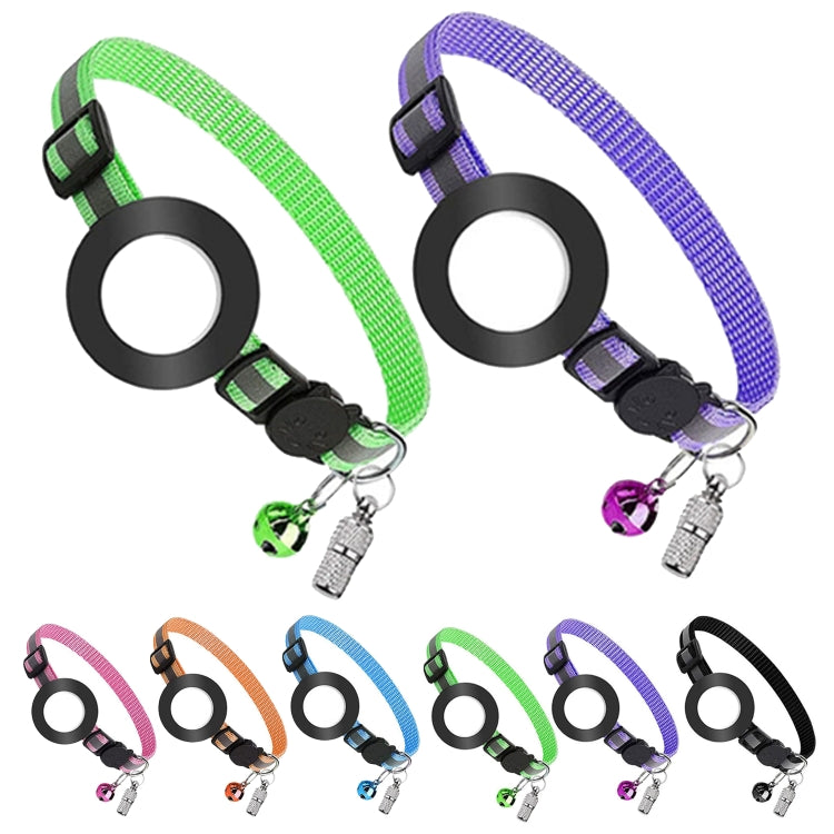 Pet Anti Lost Address Pendant Collar พร้อมกระดิ่งสำหรับ Airtag, สีเขียว, สีม่วง, สีดำ, สีชมพู, สีส้ม, สีน้ำเงิน