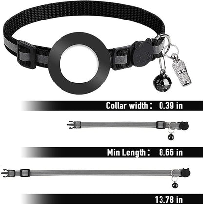 Pet Anti Lost Address Pendant Collar พร้อมกระดิ่งสำหรับ Airtag, สีเขียว, สีม่วง, สีดำ, สีชมพู, สีส้ม, สีน้ำเงิน