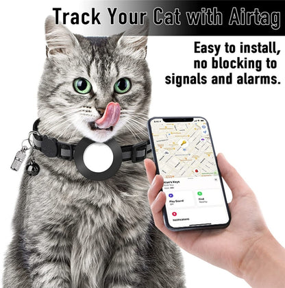 Pet Anti Lost Address Pendant Collar พร้อมกระดิ่งสำหรับ Airtag, สีเขียว, สีม่วง, สีดำ, สีชมพู, สีส้ม, สีน้ำเงิน