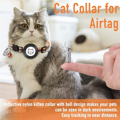 Pet Anti Lost Address Pendant Collar พร้อมกระดิ่งสำหรับ Airtag, สีเขียว, สีม่วง, สีดำ, สีชมพู, สีส้ม, สีน้ำเงิน