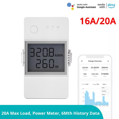 Sonoff POW Elite สถิติไฟฟ้าอัจฉริยะสวิตช์วัดกำลังไฟฟ้าในปัจจุบัน, 16A, 20A