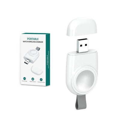 เครื่องชาร์จแม่เหล็กดูดไร้สายแบบพกพา USB สำหรับ Apple Watch 1/2/3/4/5/6/7/SE, White