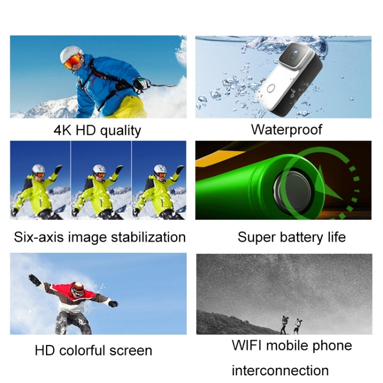 Thumb Action Camera 4K HD กล้องกันสั่น WiFi, (White), (Black)