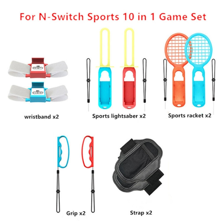 IPLAY HBS-447 10 In 1 Grip + Wrist Strap + Strap + Lightsaber + Racket Sports Set สำหรับ Nintendo Switch, IPLAY 10 In 1