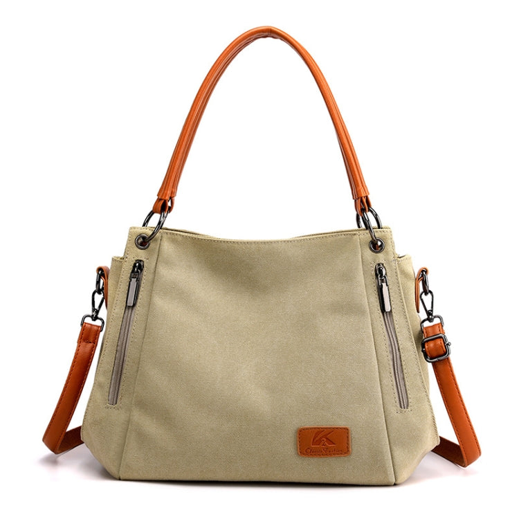 T-1983 กระเป๋าสะพายผ้าใบผู้หญิงความจุขนาดใหญ่, สีกากี, สีดำ, สีเทา, สีน้ำตาล, Purple Coffee