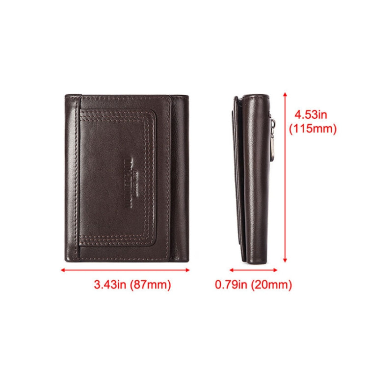 HUMERPAUL BP992 RFID Anti-Magnetic Multi-Card Position Zipper Coin Purse Leather Men Wallet, BP992 Black, BP992 Dark Brown, BP992 Brown