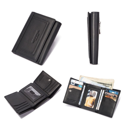 HUMERPAUL BP992 RFID Anti-Magnetic Multi-Card Position Zipper Coin Purse Leather Men Wallet, BP992 Black, BP992 Dark Brown, BP992 Brown