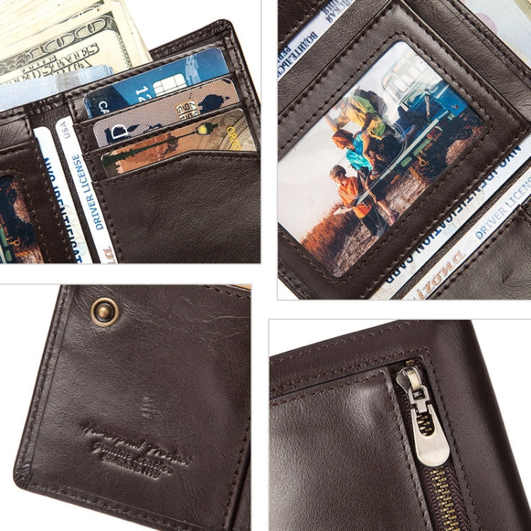 HUMERPAUL BP992 RFID Anti-Magnetic Multi-Card Position Zipper Coin Purse Leather Men Wallet, BP992 Black, BP992 Dark Brown, BP992 Brown