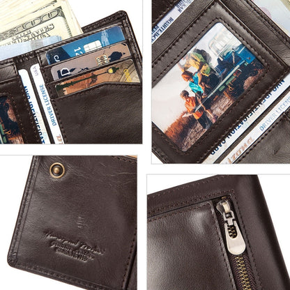 HUMERPAUL BP992 RFID Anti-Magnetic Multi-Card Position Zipper Coin Purse Leather Men Wallet, BP992 Black, BP992 Dark Brown, BP992 Brown