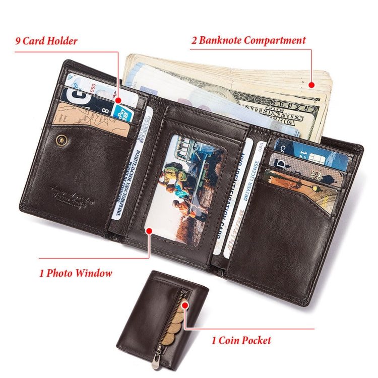 HUMERPAUL BP992 RFID Anti-Magnetic Multi-Card Position Zipper Coin Purse Leather Men Wallet, BP992 Black, BP992 Dark Brown, BP992 Brown