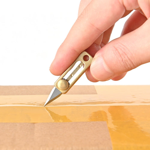 มีดพกพา EDC ขนาดเล็กทองเหลือง จี้พวงกุญแจ Push-pull Unpacking Knife, Brass