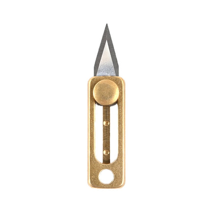 มีดพกพา EDC ขนาดเล็กทองเหลือง จี้พวงกุญแจ Push-pull Unpacking Knife, Brass