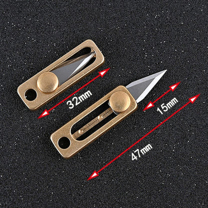 มีดพกพา EDC ขนาดเล็กทองเหลือง จี้พวงกุญแจ Push-pull Unpacking Knife, Brass