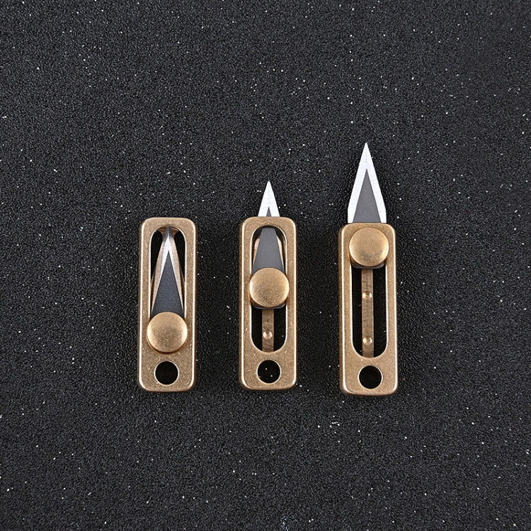 มีดพกพา EDC ขนาดเล็กทองเหลือง จี้พวงกุญแจ Push-pull Unpacking Knife, Brass