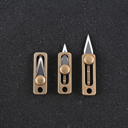 มีดพกพา EDC ขนาดเล็กทองเหลือง จี้พวงกุญแจ Push-pull Unpacking Knife, Brass